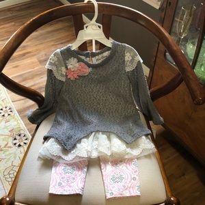 NWT Rare Editions 24 month Gray and pink fall set